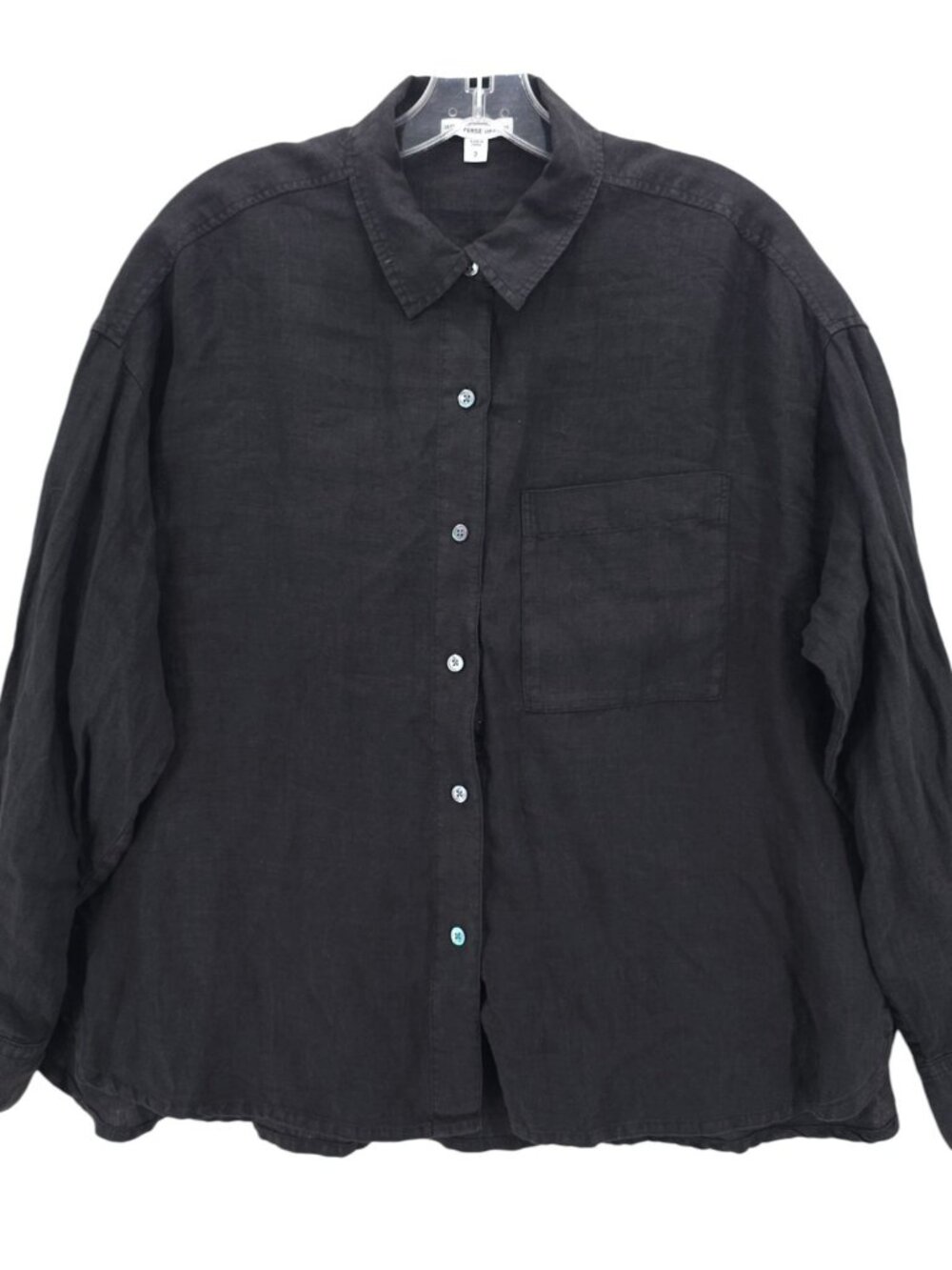 JAMES PERSE Black 100% Linen OVERSIZED Shirt Long Sleeve Size 2 - MEDIUM